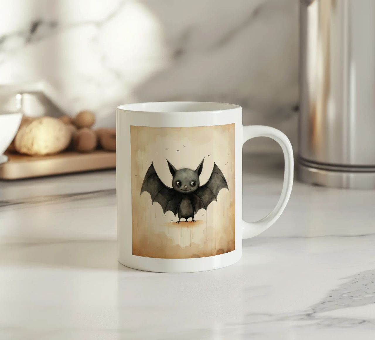 Pipistrello minimo 1 tazza in ceramica da Minimal Animal Art