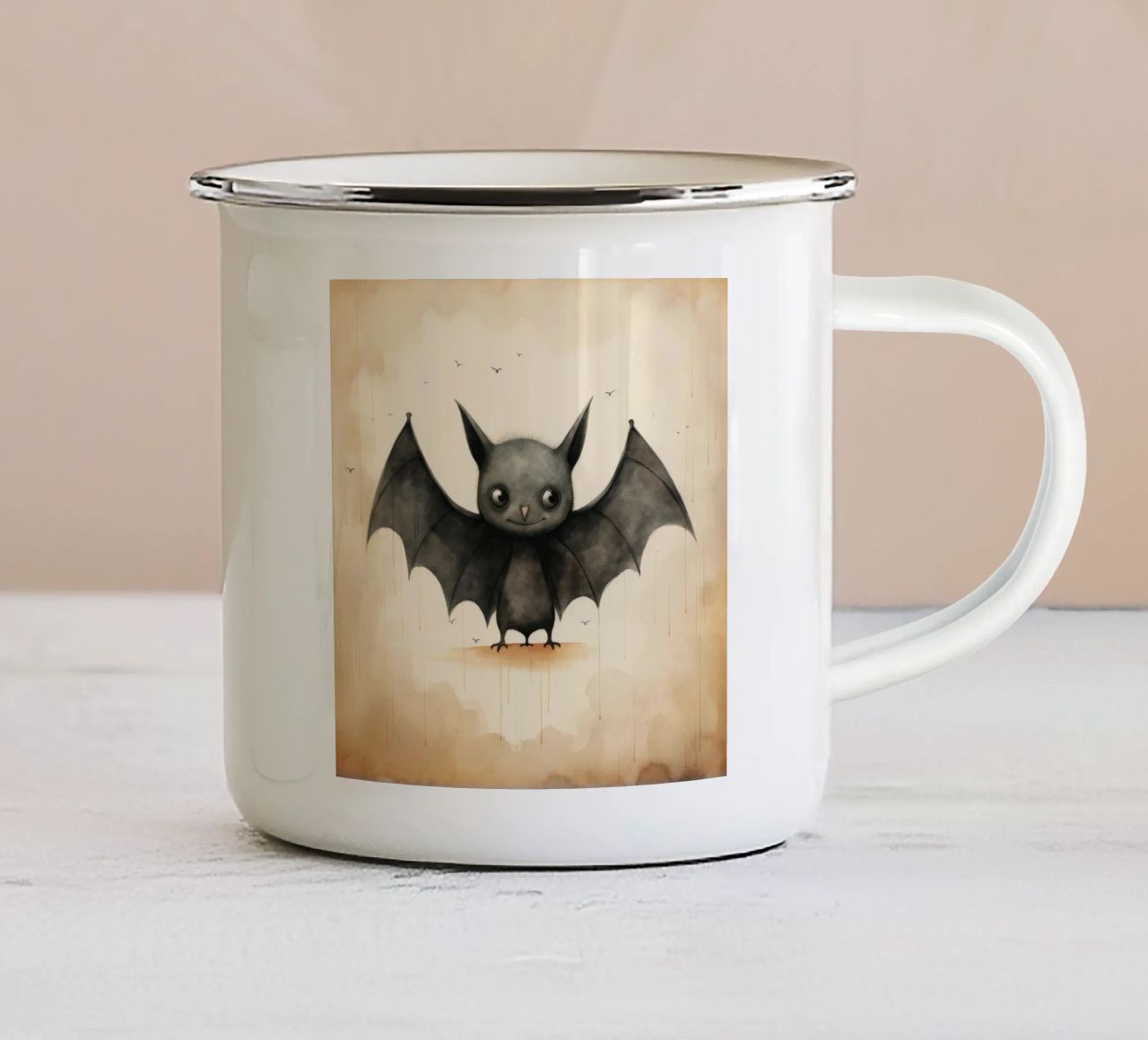 Pipistrello minimo 1 tazza in smalto da Minimal Animal Art