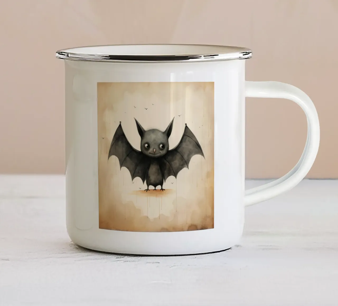 Chauve-souris minimale 1 mug en émail de Minimal Animal Art