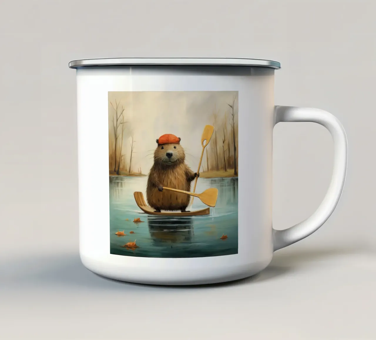 Castoro minimo 2 tazza in smalto da Minimal Animal Art