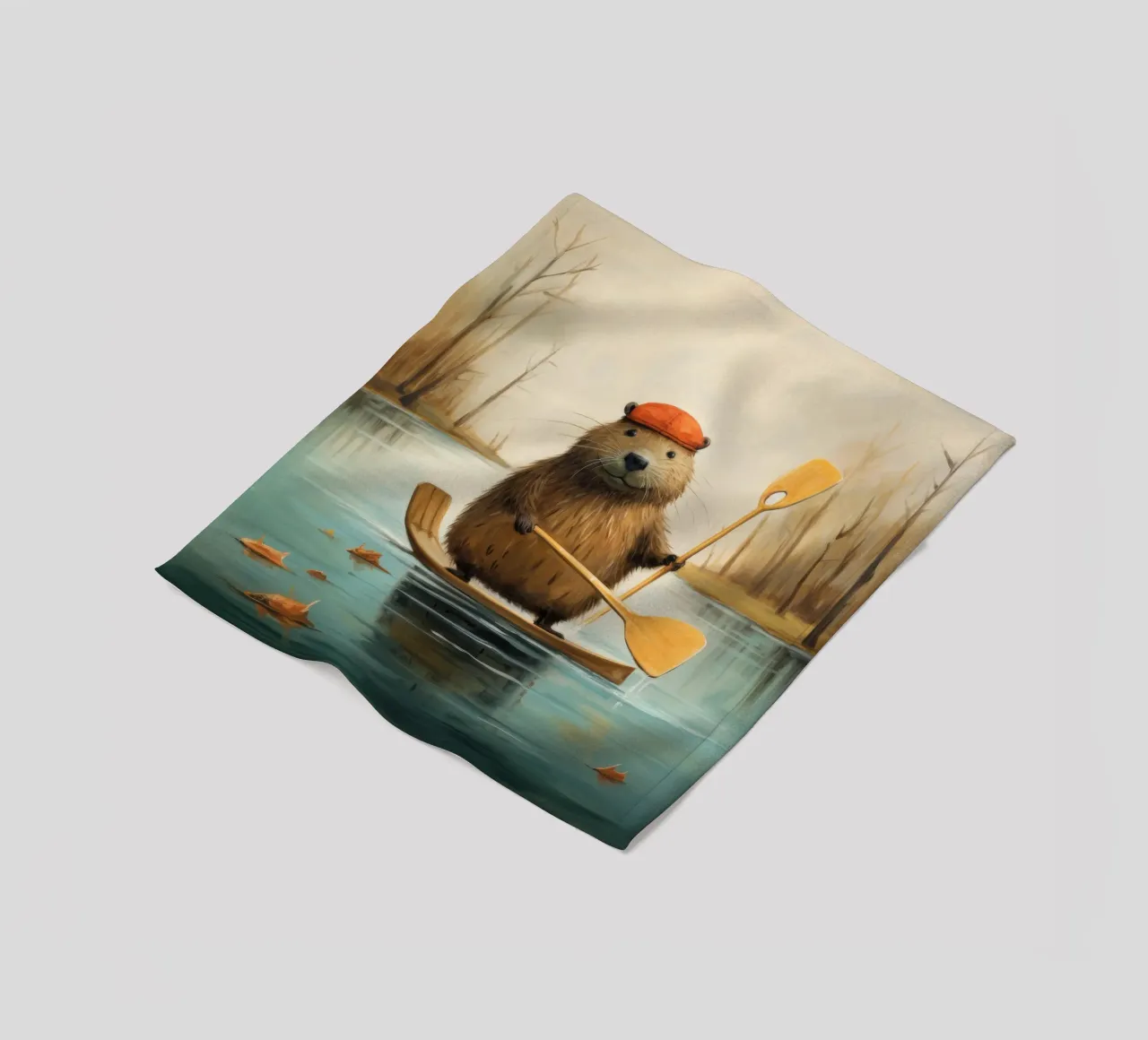 Minimal Beaver 2 fleece blanket by Minimal Animal Art