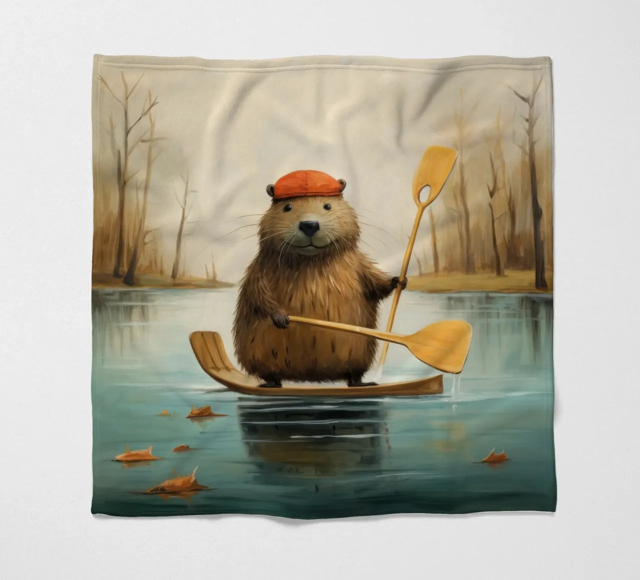Minimal Beaver 2 fleece blanket by Minimal Animal Art