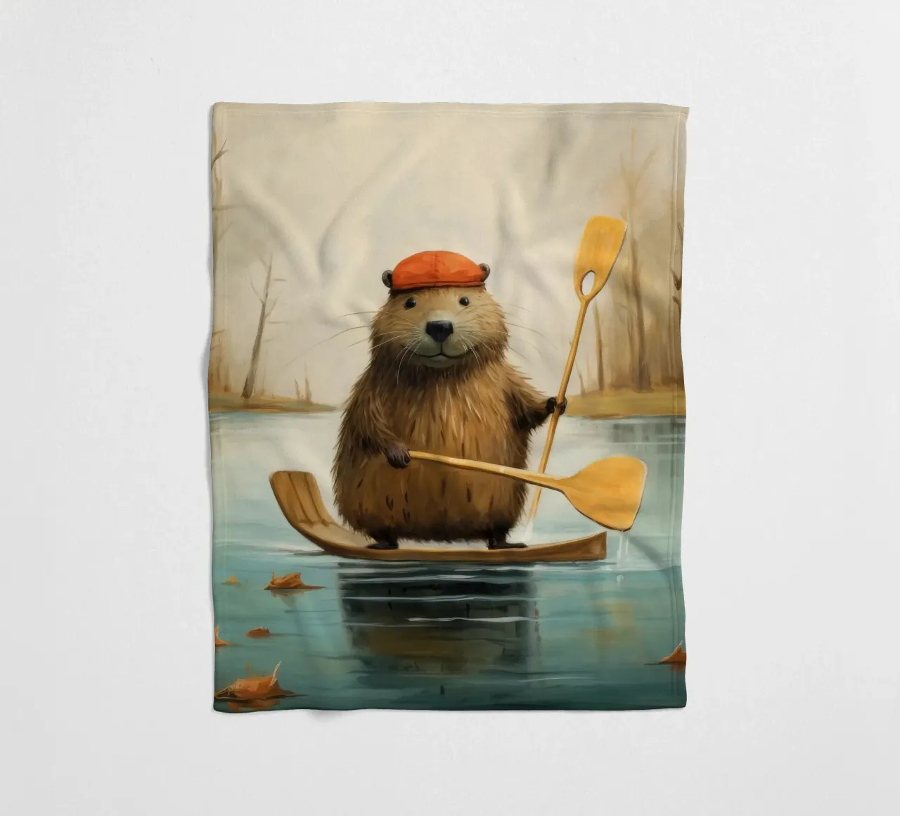 Minimal Beaver 2 fleece blanket by Minimal Animal Art