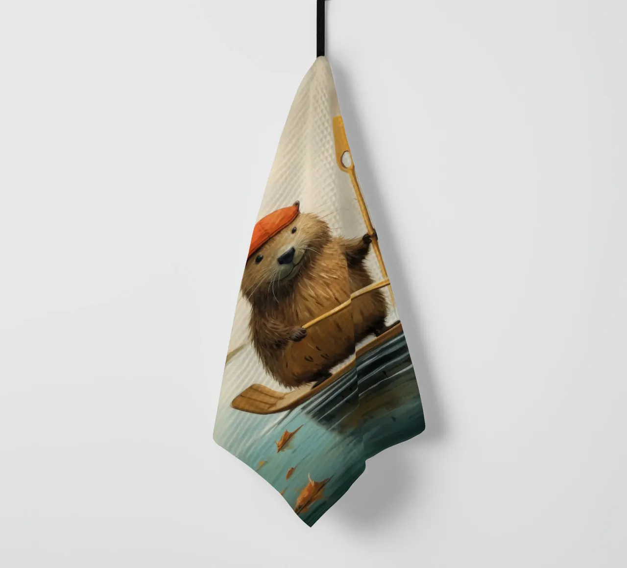 Castoro minimo 2 canovaccio da cucina da Minimal Animal Art