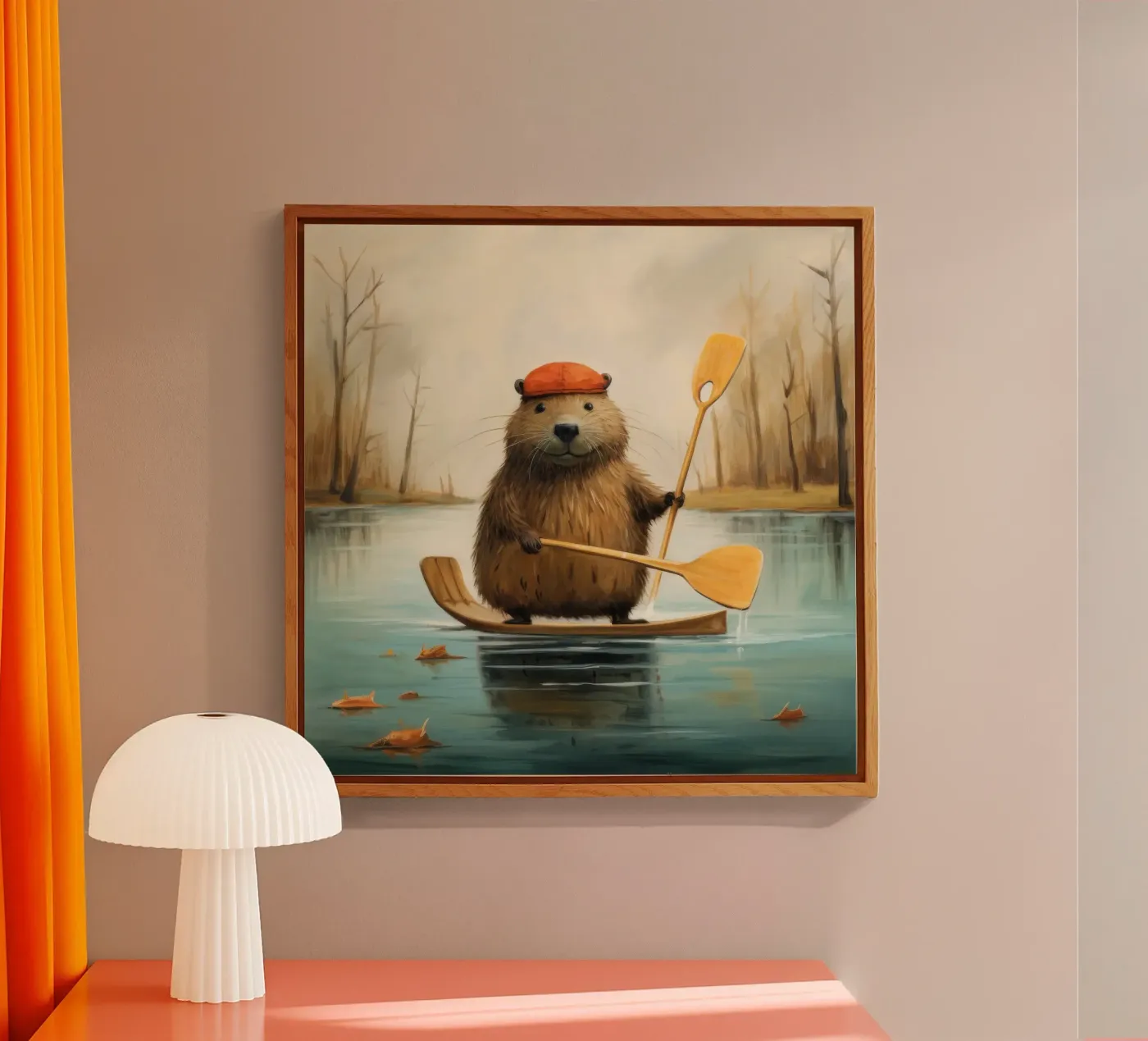 Minimal Beaver acryl van Minimal Animal Art