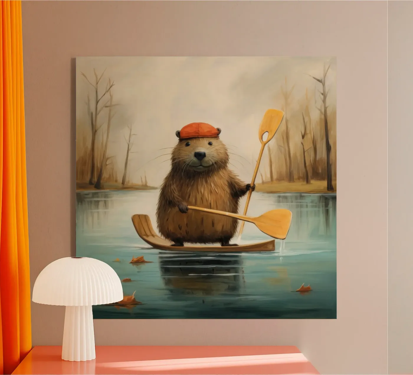 Minimal Beaver acryl van Minimal Animal Art