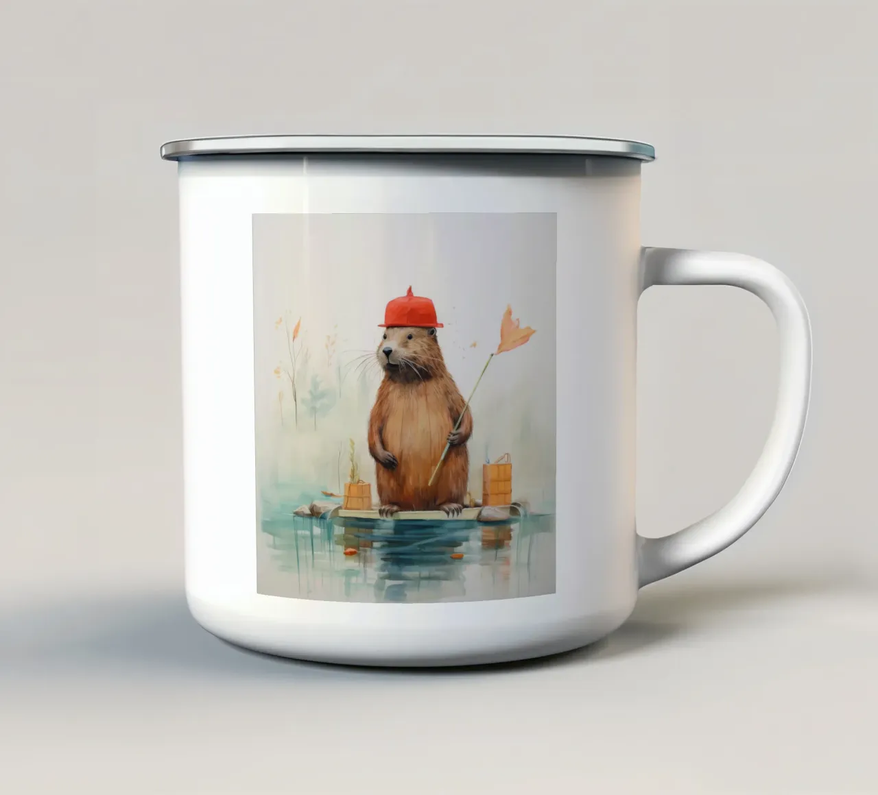 Castoro minimo 3 tazza in smalto da Minimal Animal Art