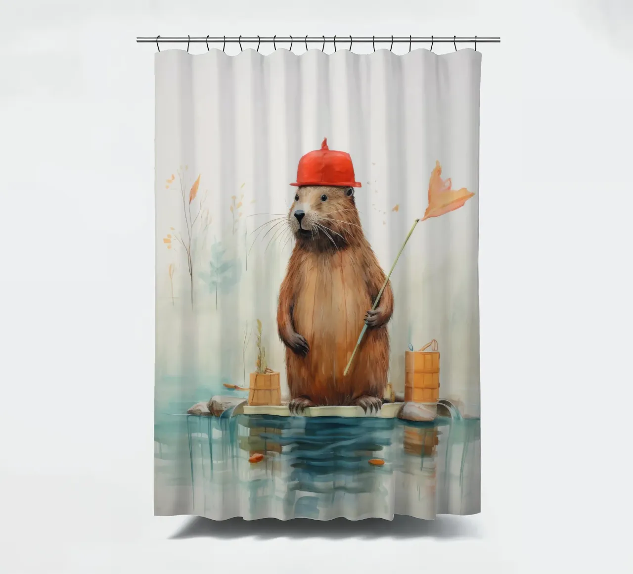 Minimal Biber 3 Duschvorhang von Minimal Animal Art