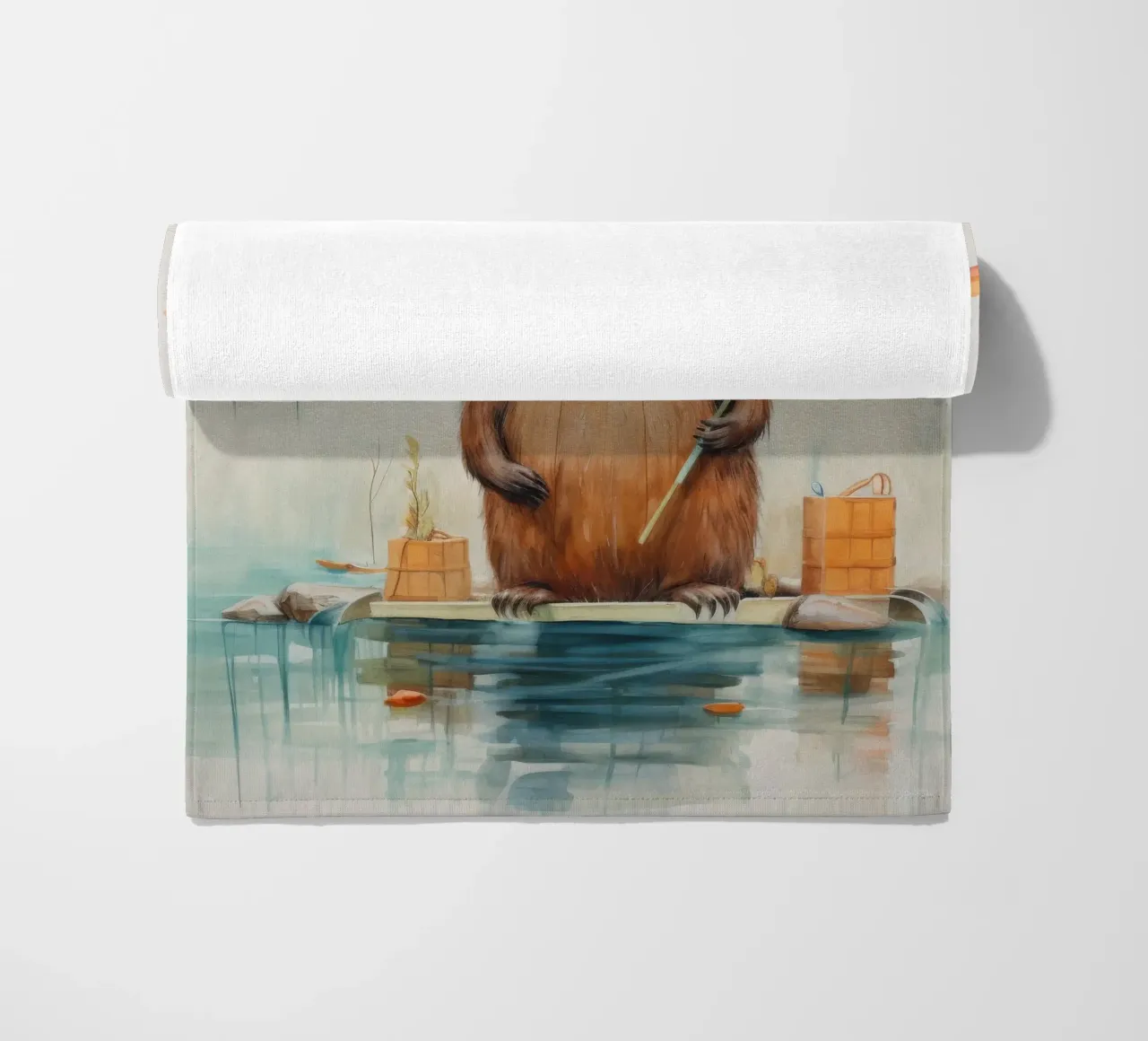 Minimal Biber 3 Strandtuch von Minimal Animal Art