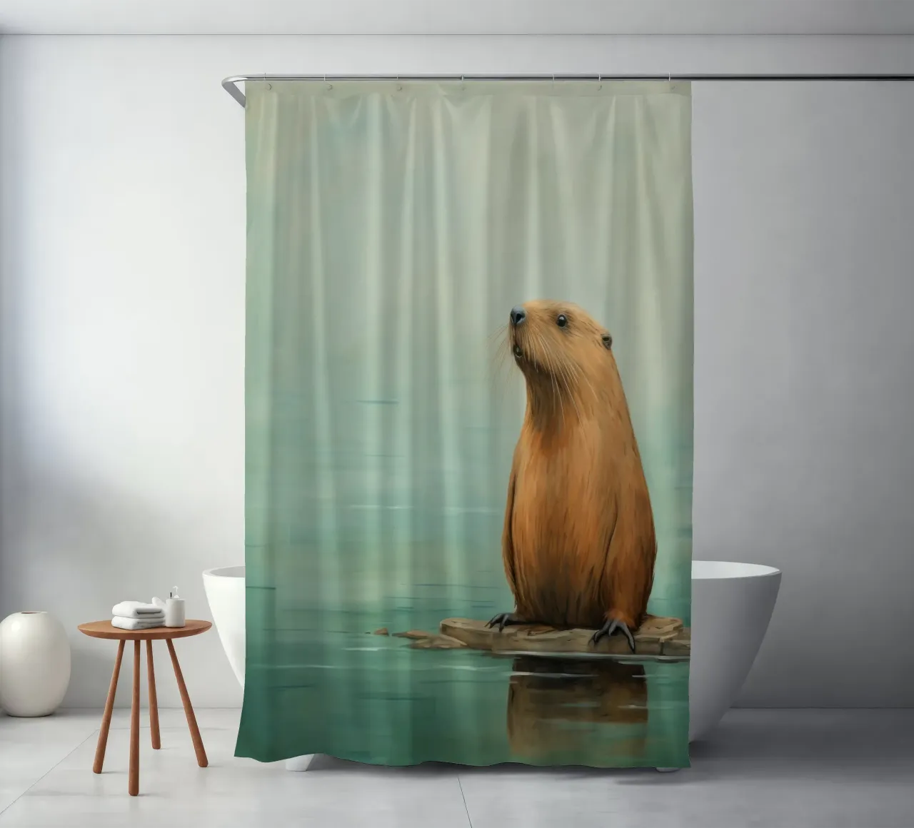 Minimal Biber 4 Duschvorhang von Minimal Animal Art
