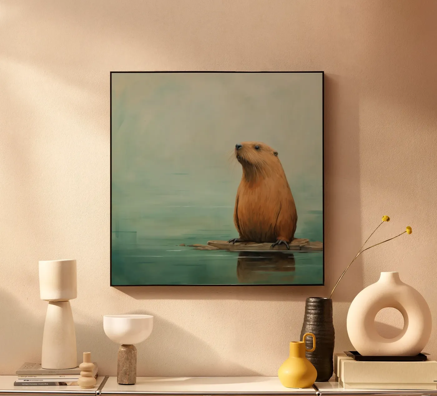 Minimal Beaver acrylic glass by Minimal Animal Art