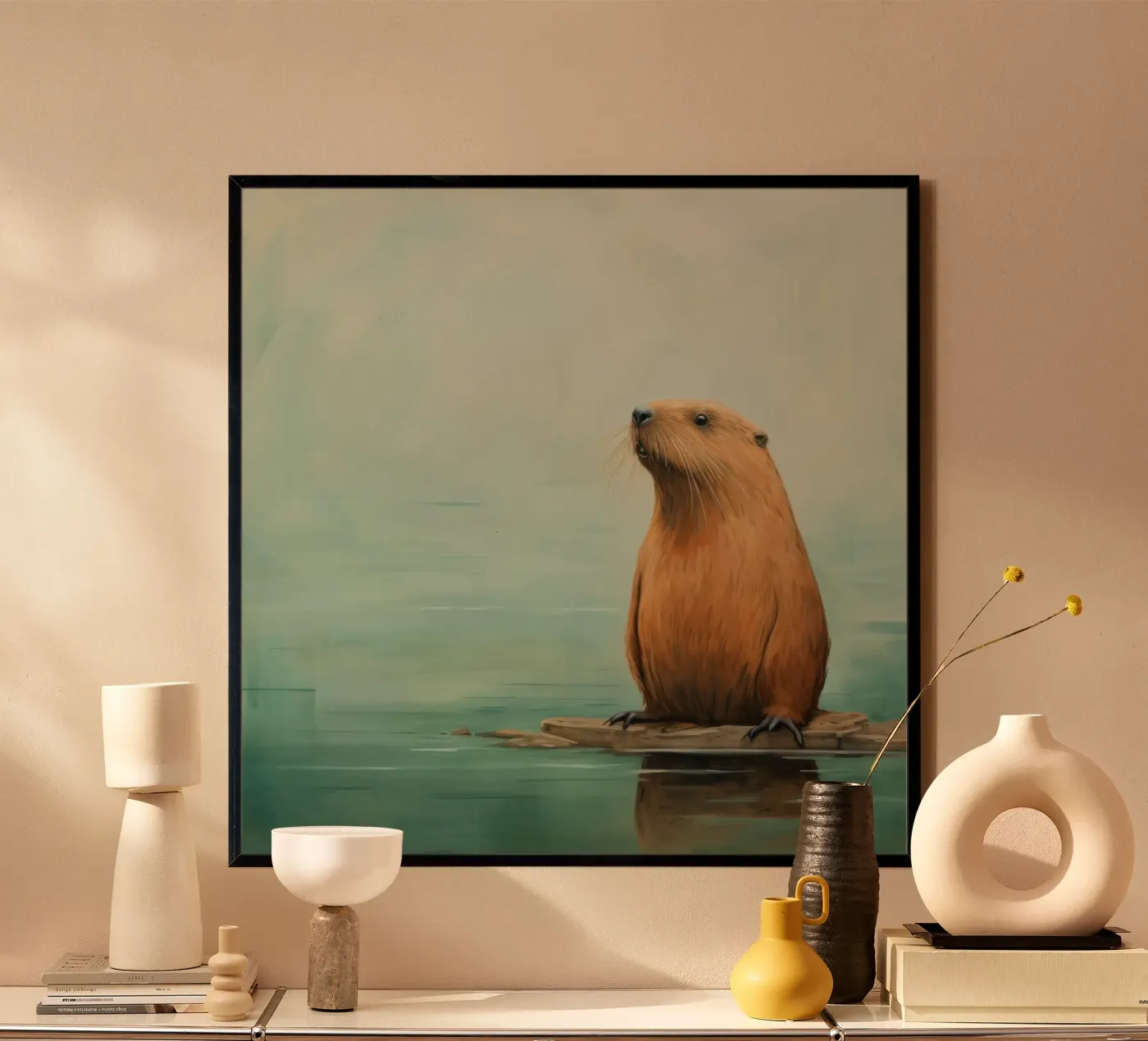 Minimaler Biber Poster von Minimal Animal Art