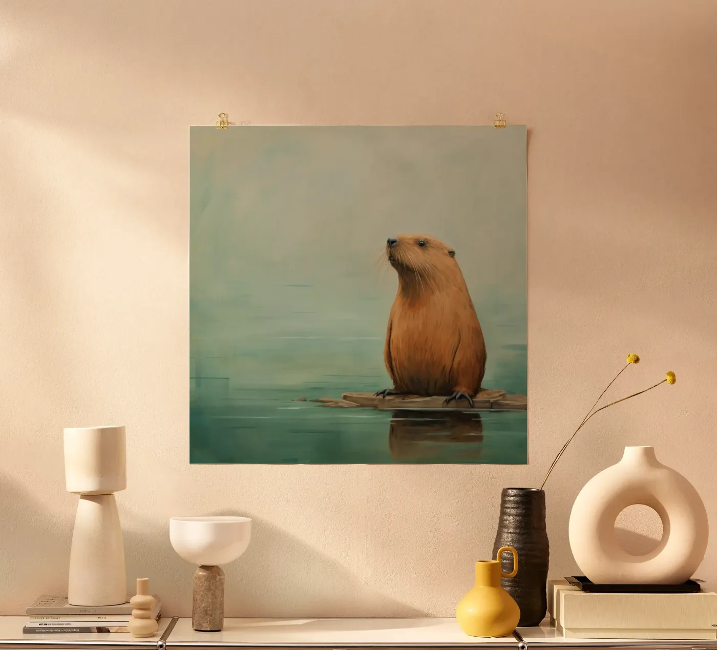 Minimaler Biber Poster von Minimal Animal Art