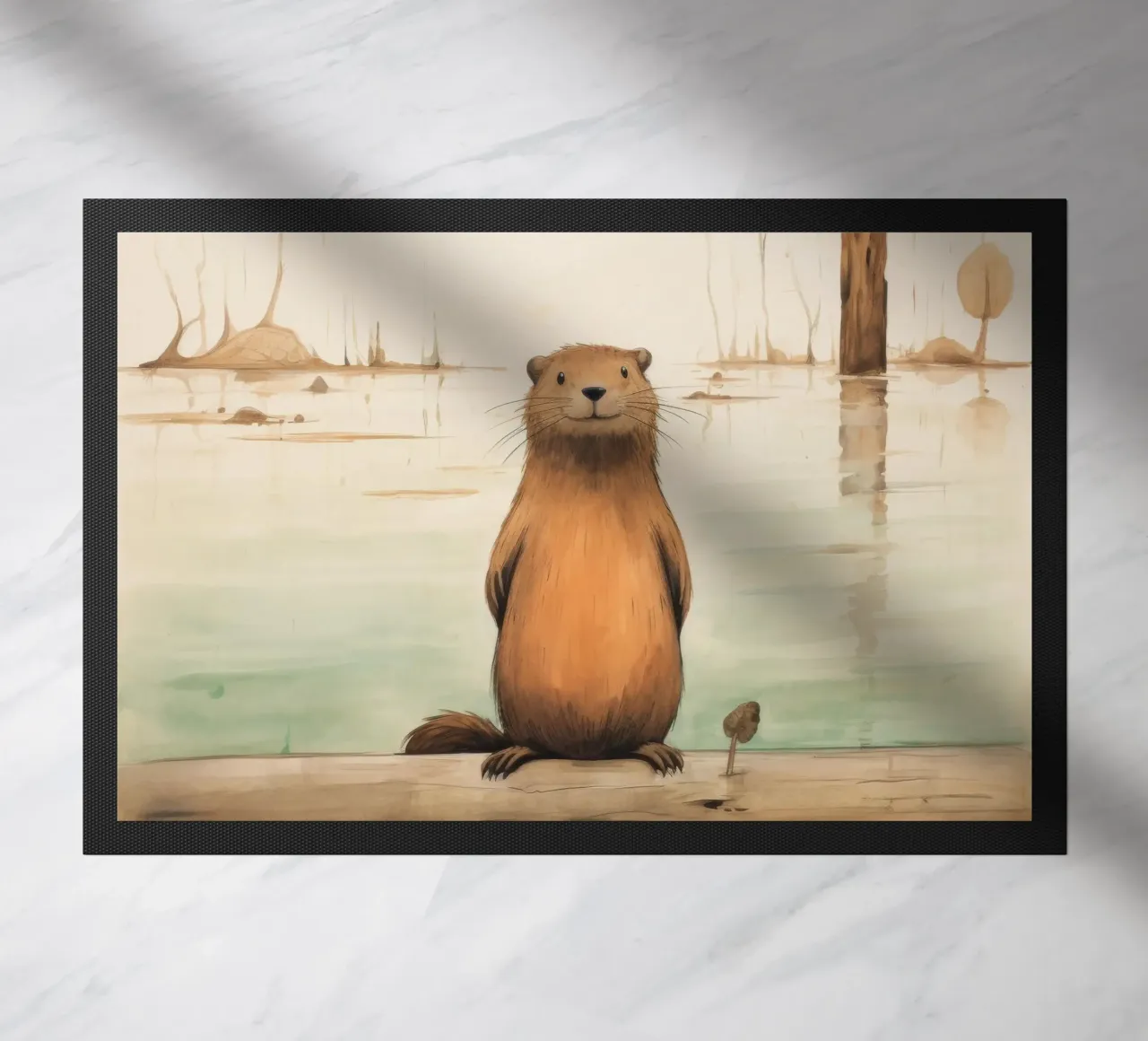 Minimal Beaver doormat by Minimal Animal Art