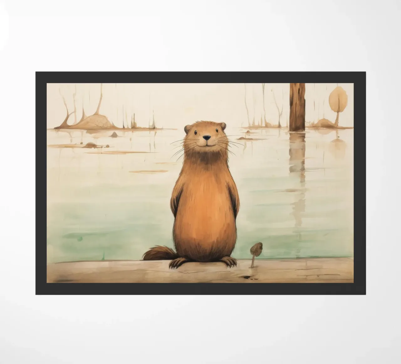 Minimal Beaver doormat by Minimal Animal Art