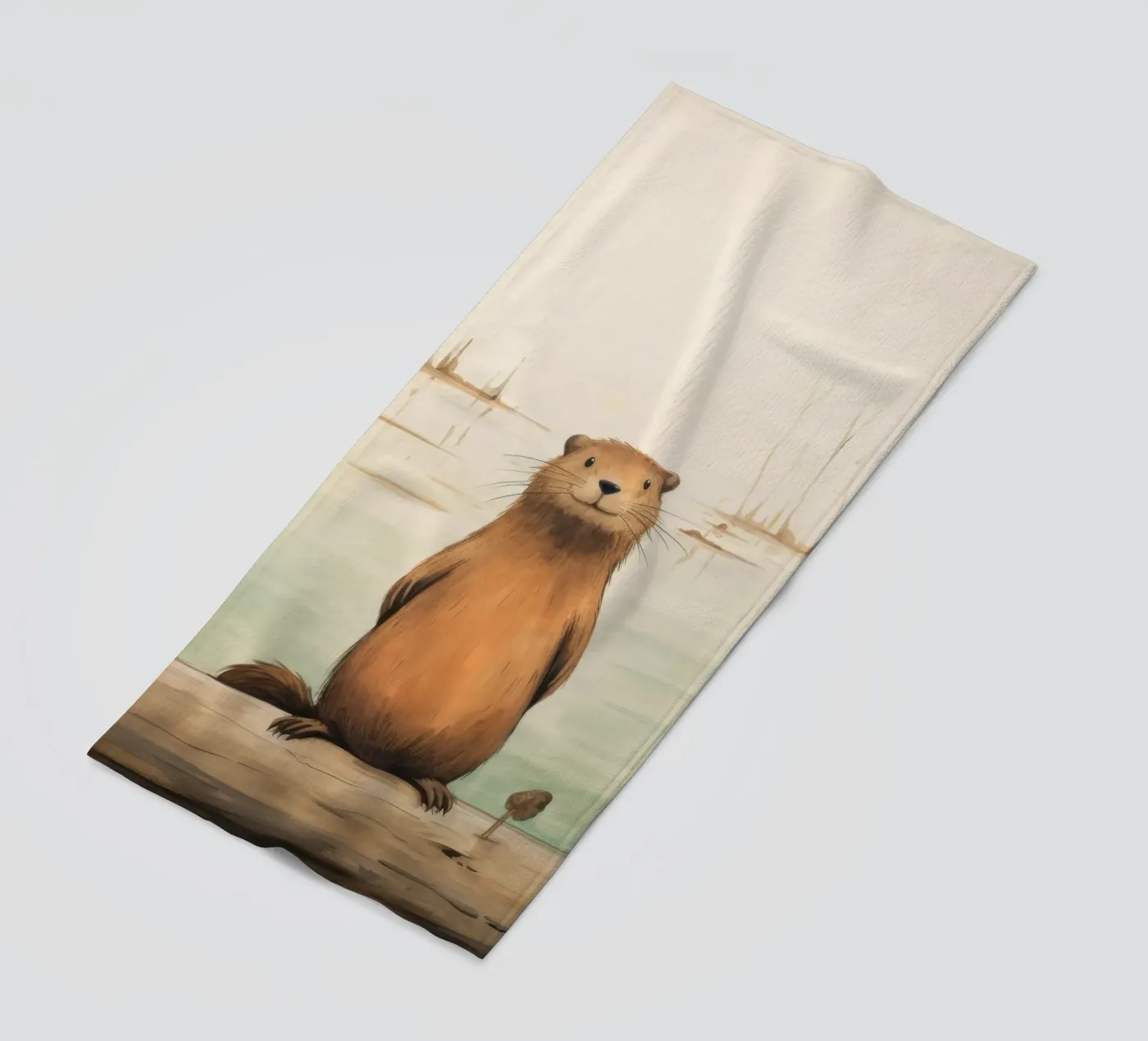 Minimaal Bever strandhanddoek van Minimal Animal Art