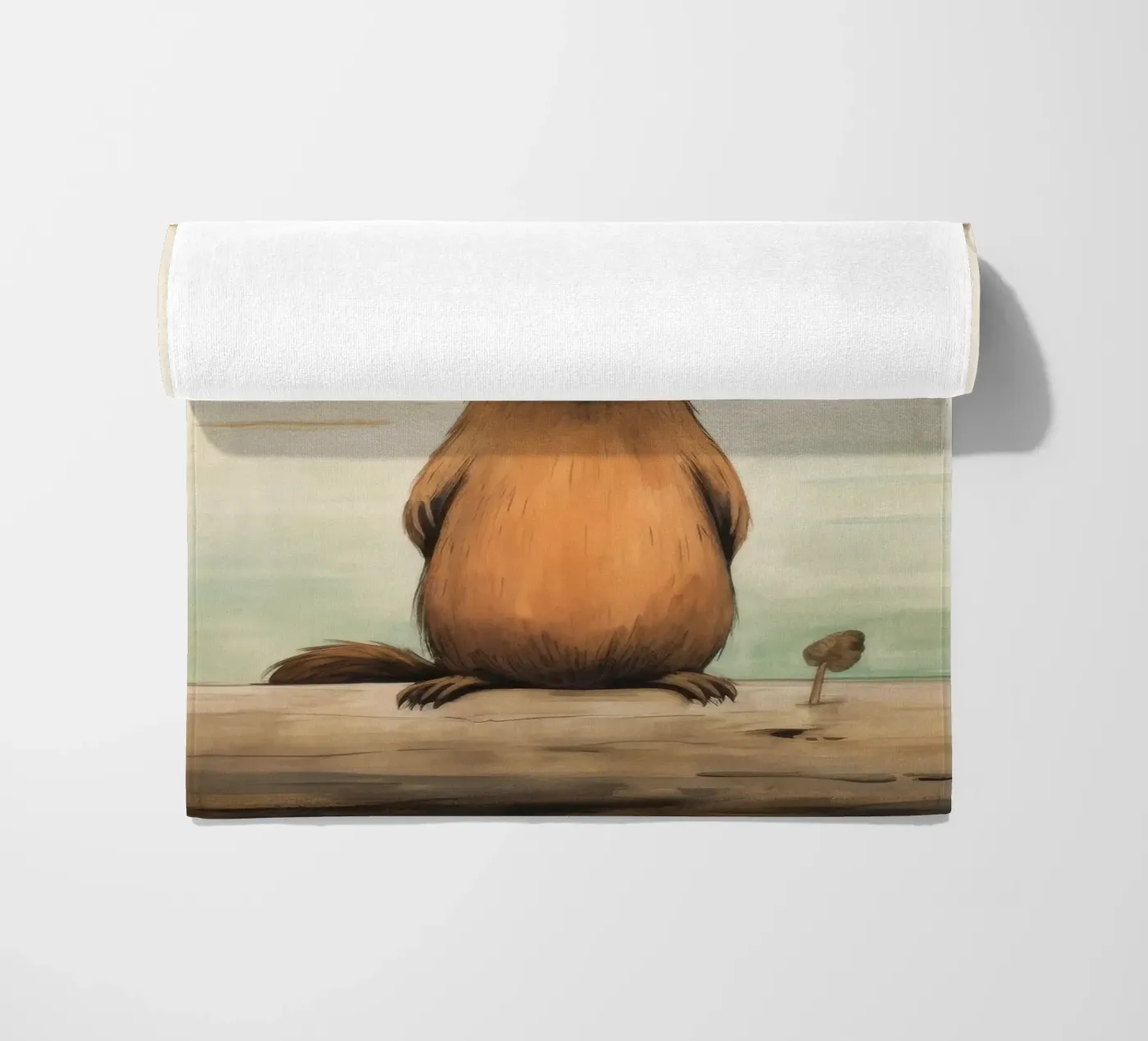 Minimaal Bever strandhanddoek van Minimal Animal Art