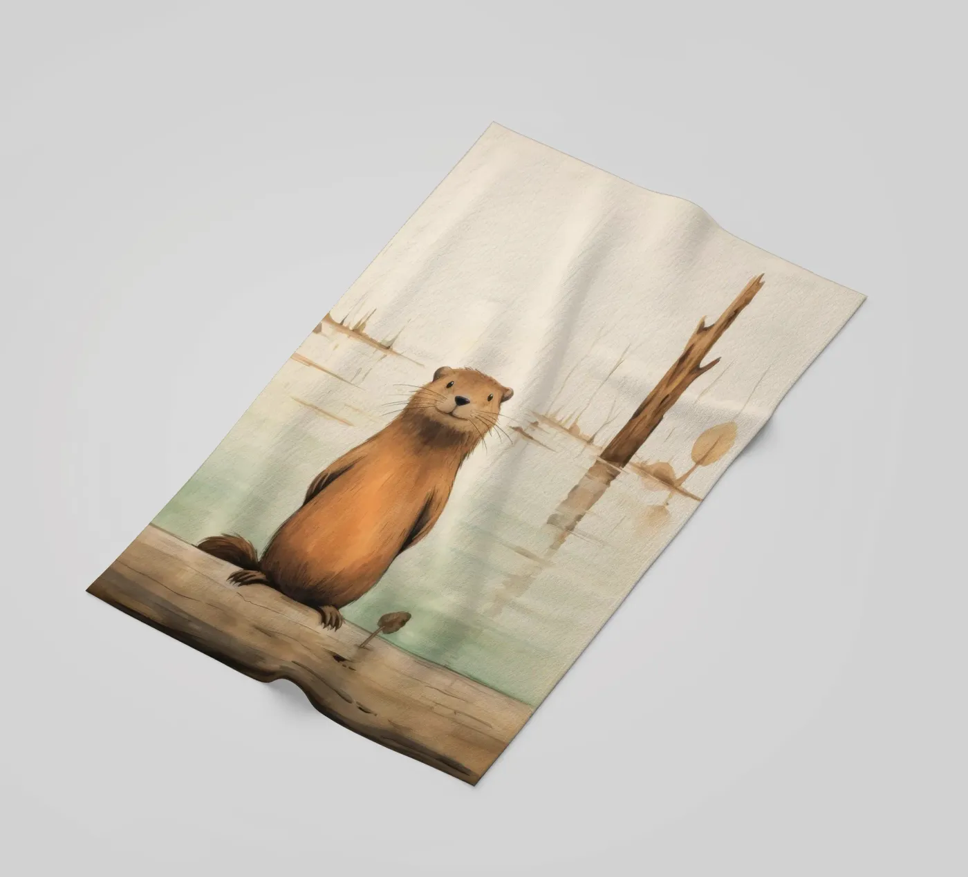 Minimaal Bever strandhanddoek van Minimal Animal Art