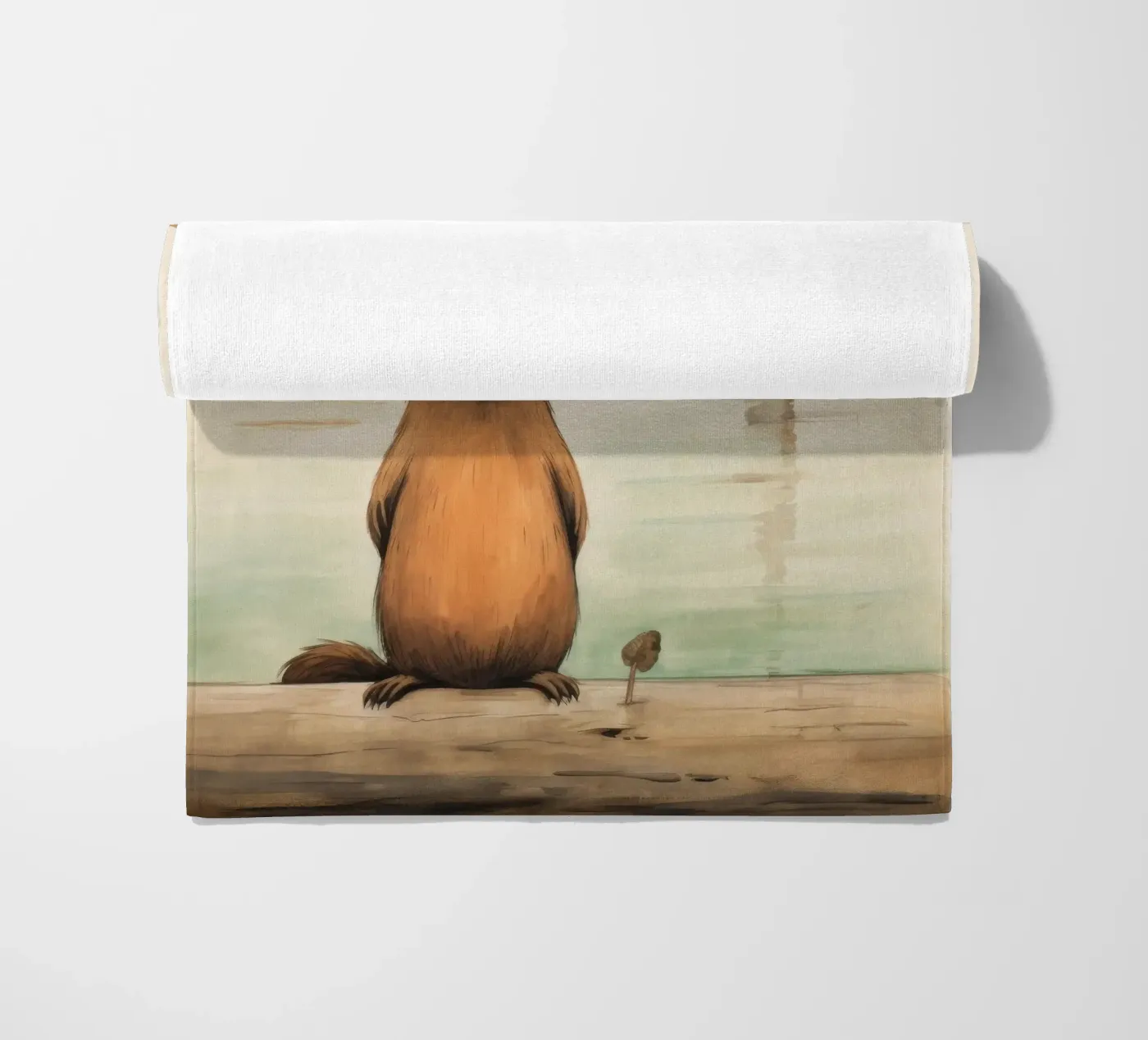 Minimaal Bever strandhanddoek van Minimal Animal Art
