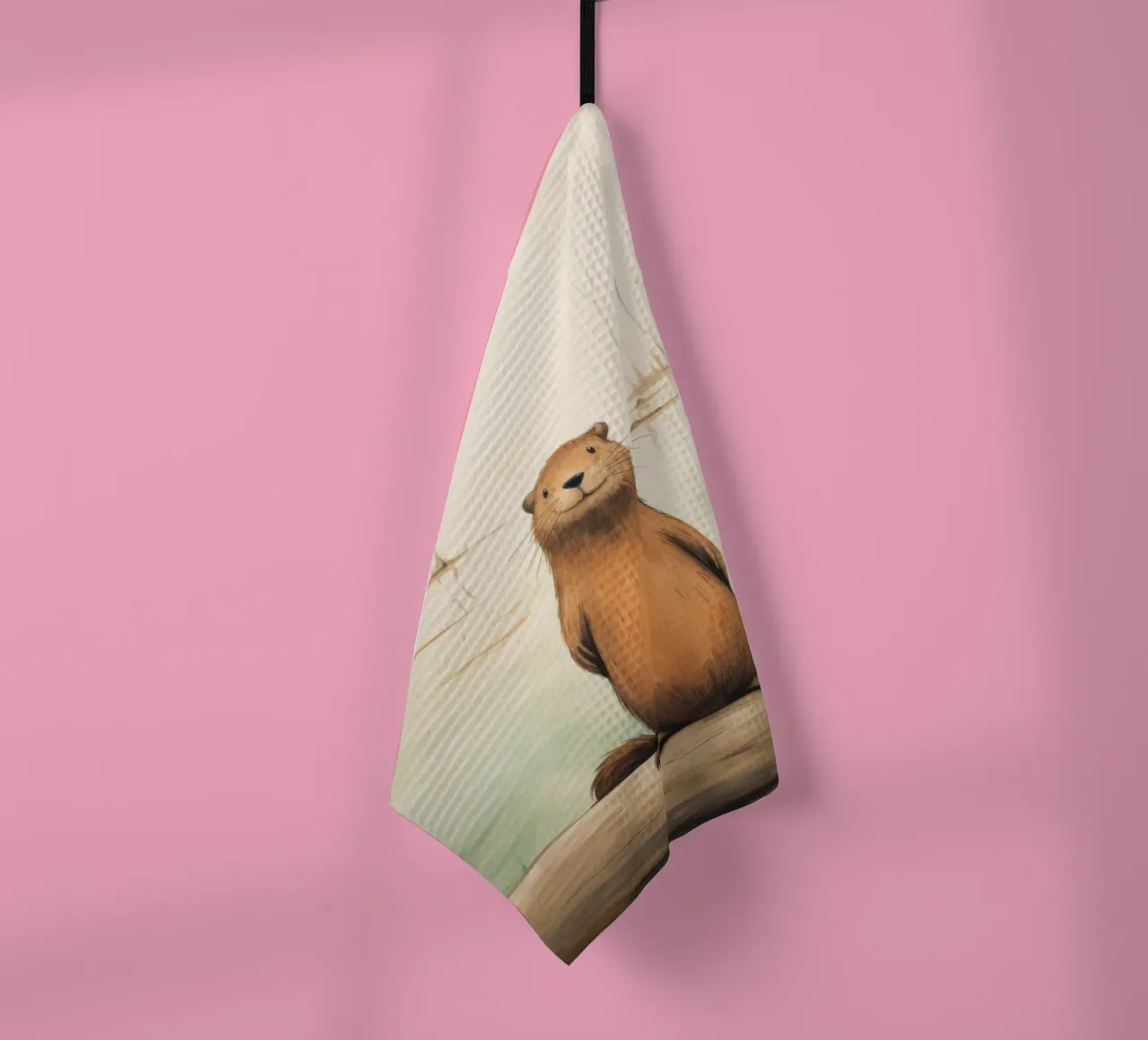 Castoro minimo 1 canovaccio da cucina da Minimal Animal Art