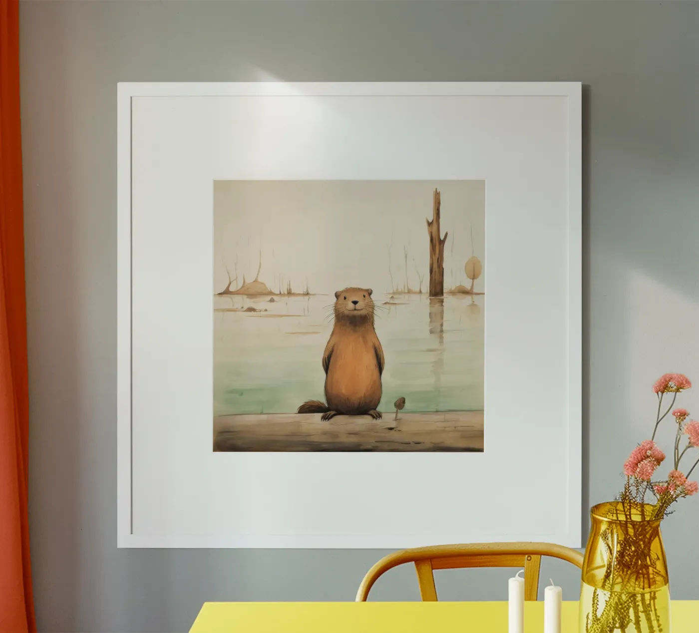 Minimal Beaver poster da Minimal Animal Art
