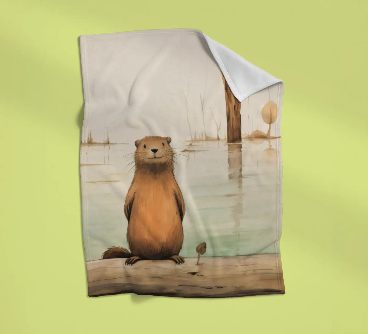 Minimal Beaver fleecedeken van Minimal Animal Art