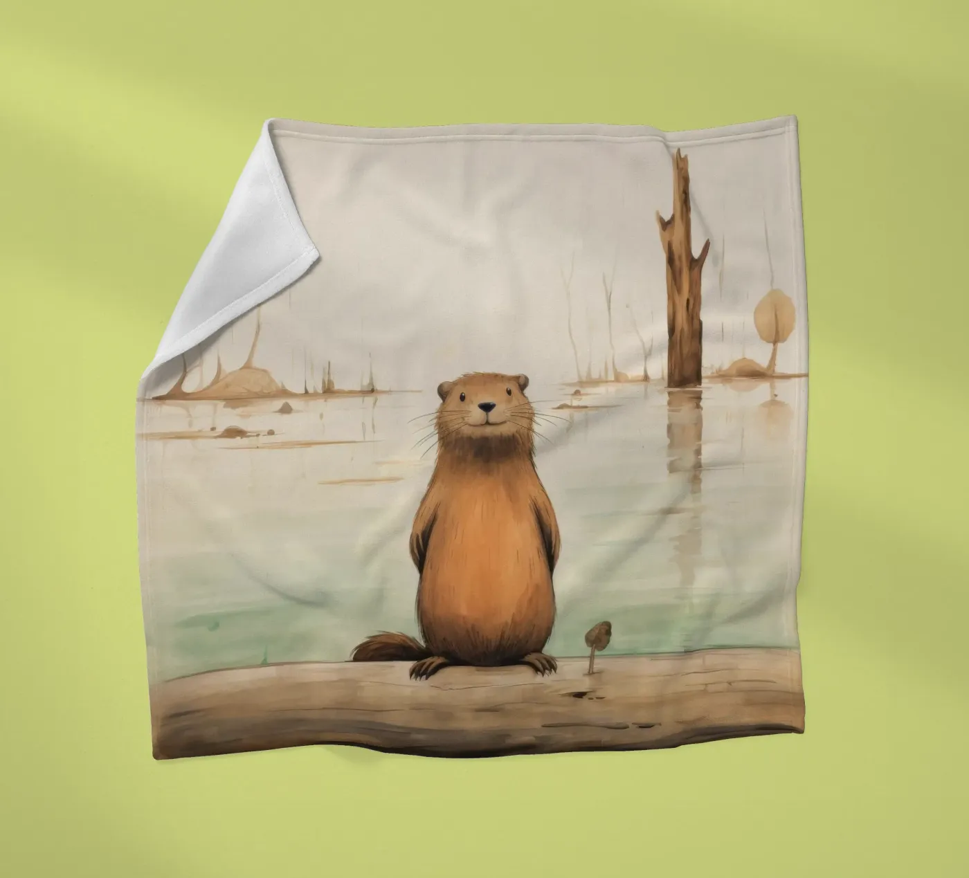 Minimal Beaver fleecedeken van Minimal Animal Art