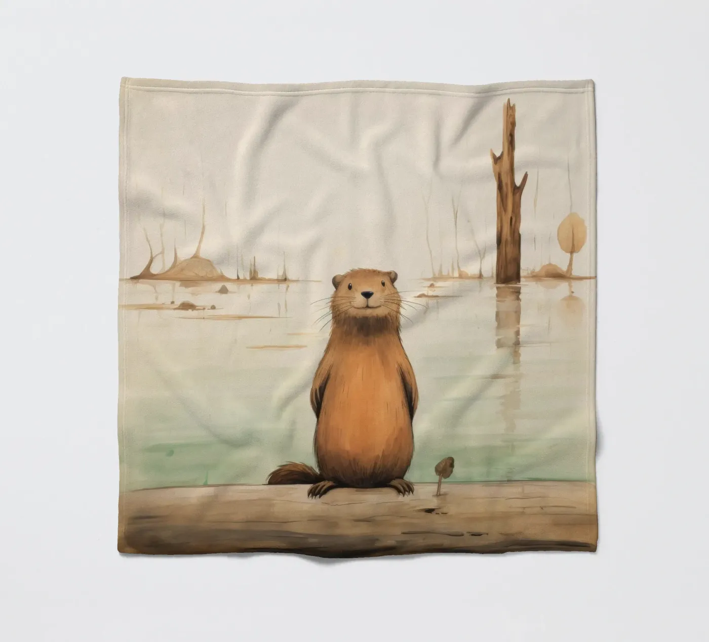 Minimal Beaver fleecedeken van Minimal Animal Art