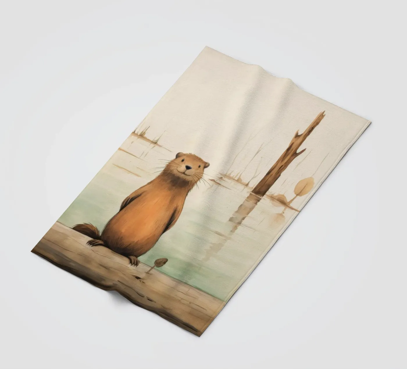 Minimal Beaver fleecedeken van Minimal Animal Art