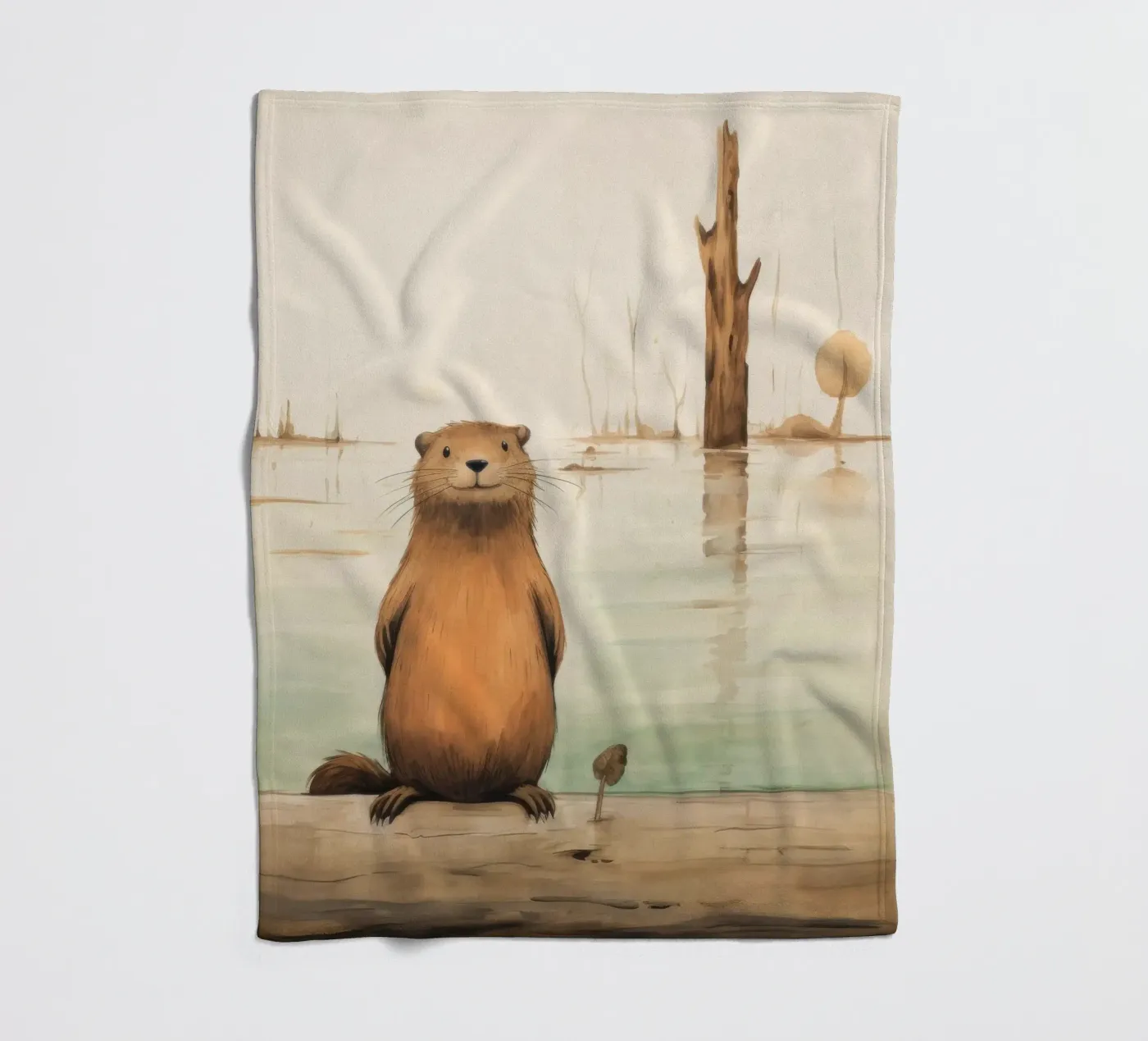 Minimal Beaver fleecedeken van Minimal Animal Art