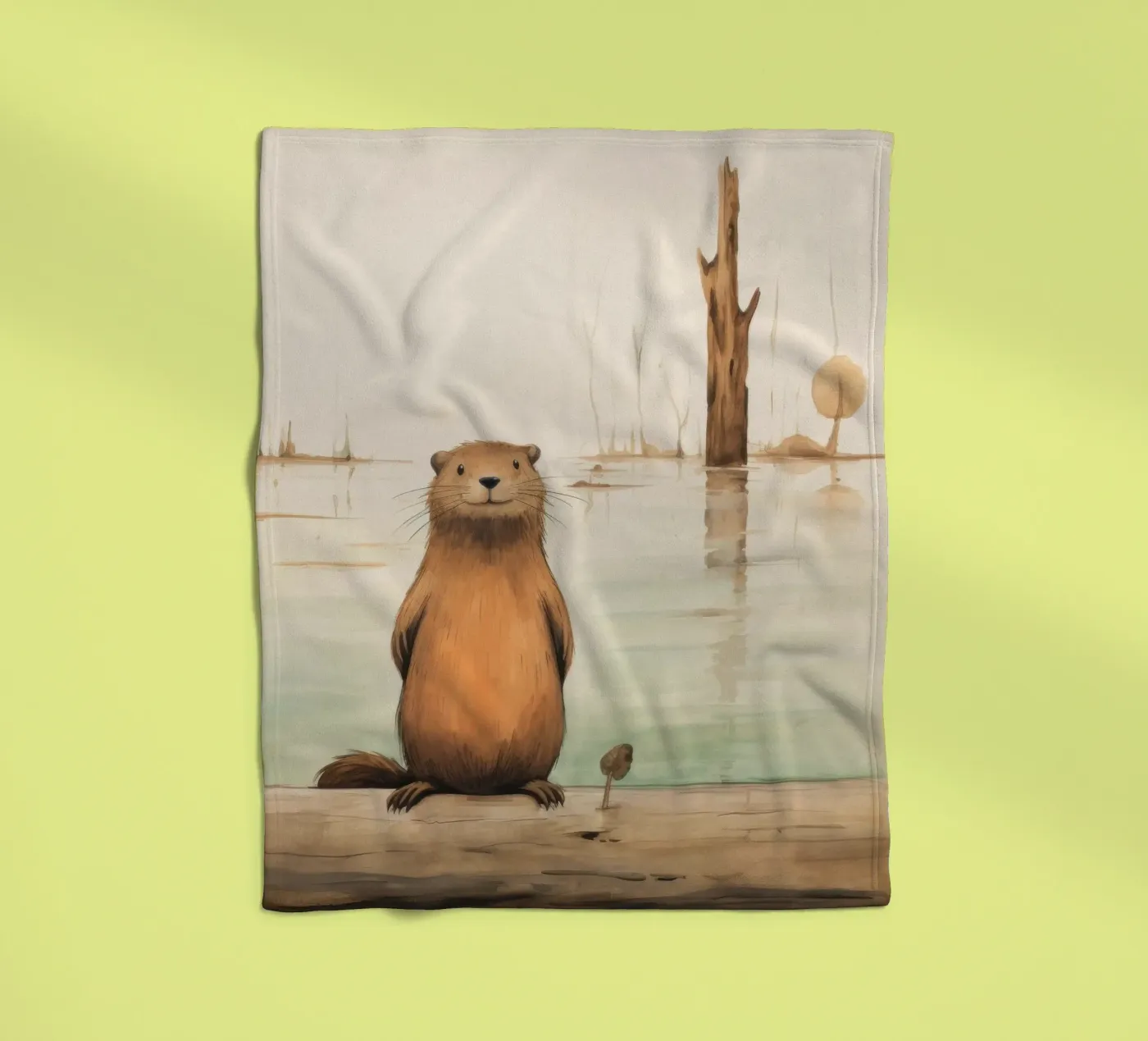 Minimal Beaver fleecedeken van Minimal Animal Art