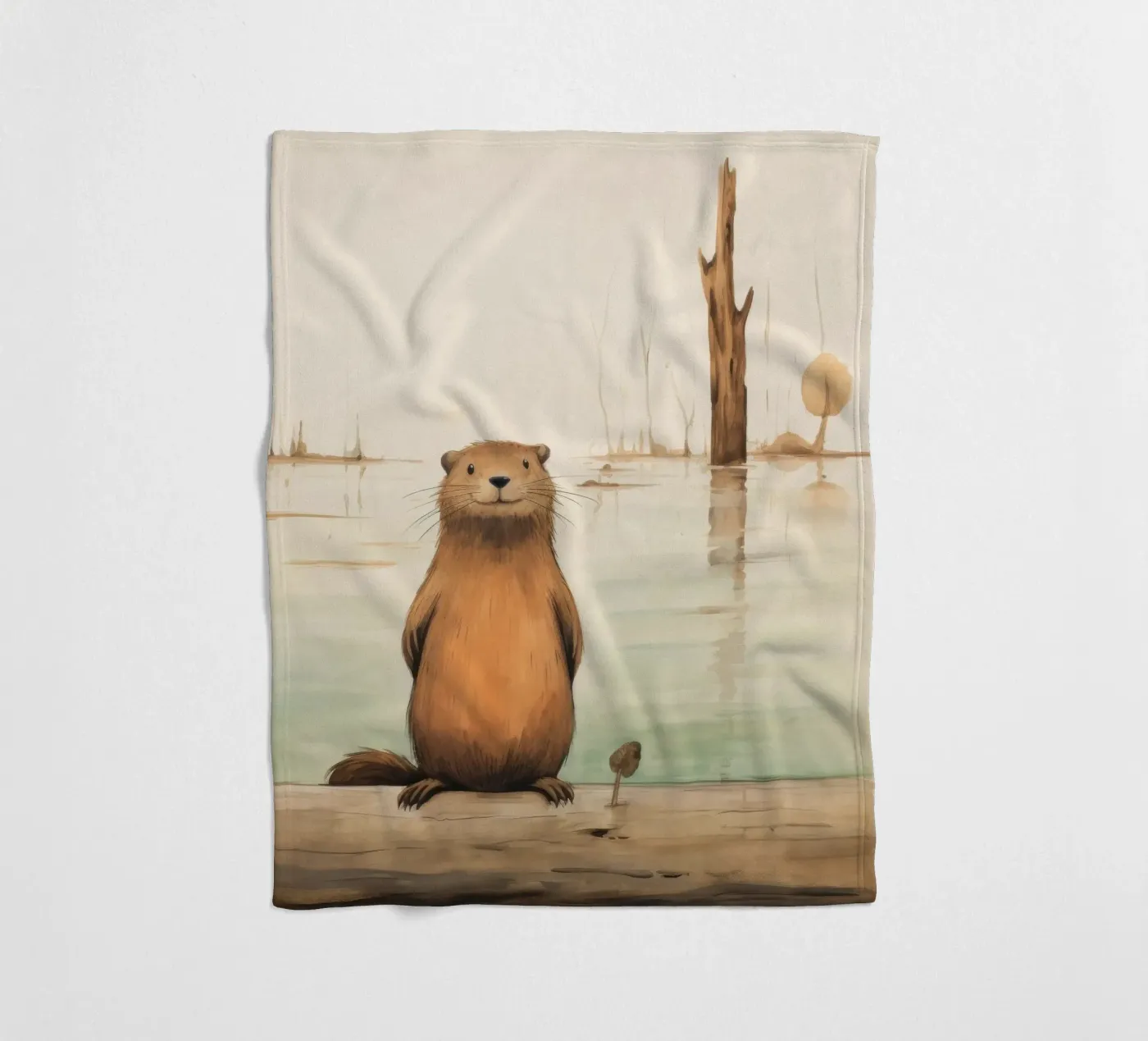 Minimal Beaver fleecedeken van Minimal Animal Art