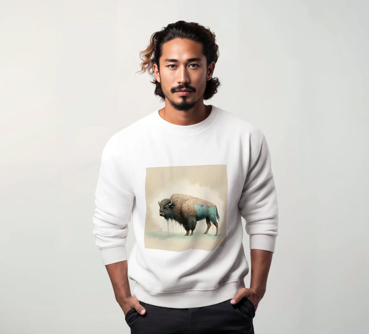 Bisonte minimo 2 felpa da Minimal Animal Art