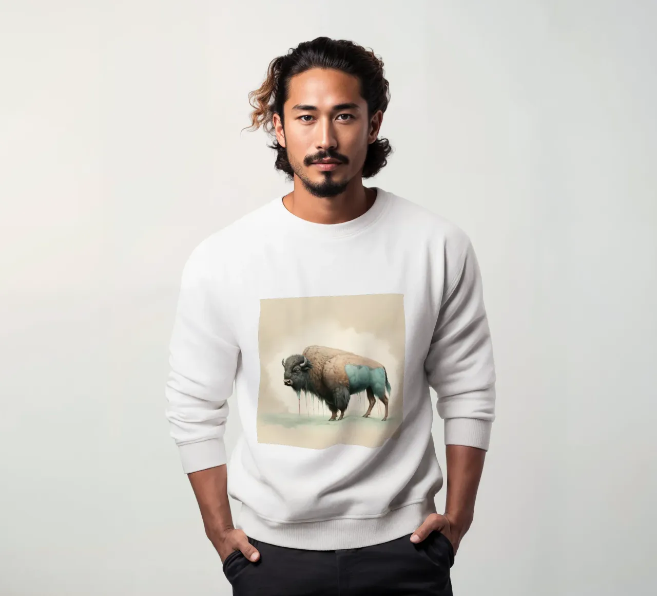 Bisonte minimo 2 felpa da Minimal Animal Art