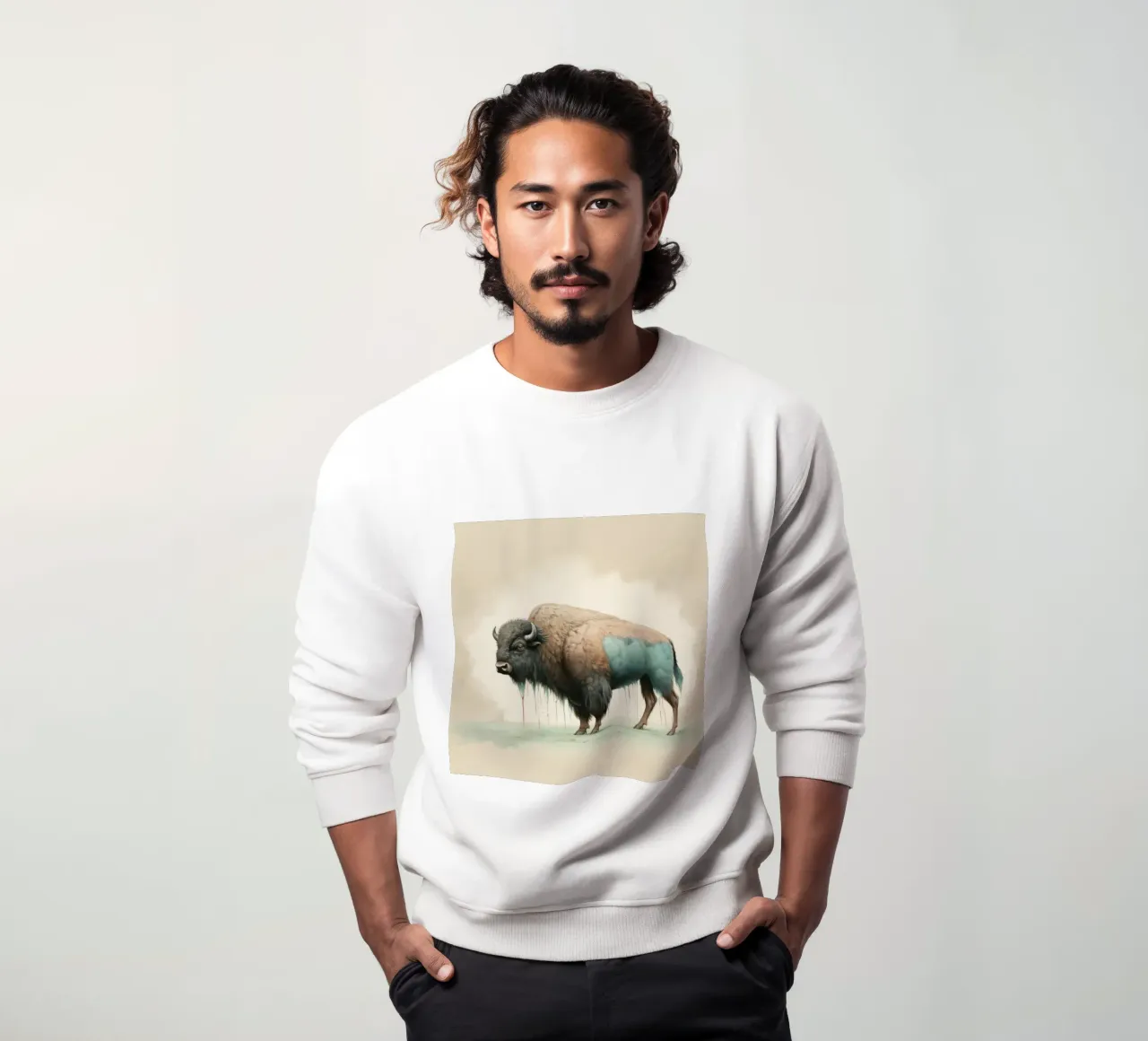 Minimal Bison 2 Sweatshirt von Minimal Animal Art