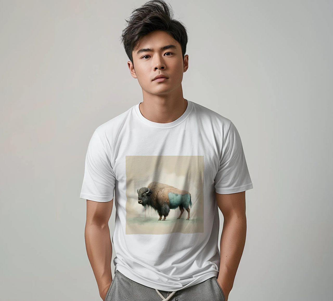 Bisonte minimo 2 t-shirt da Minimal Animal Art