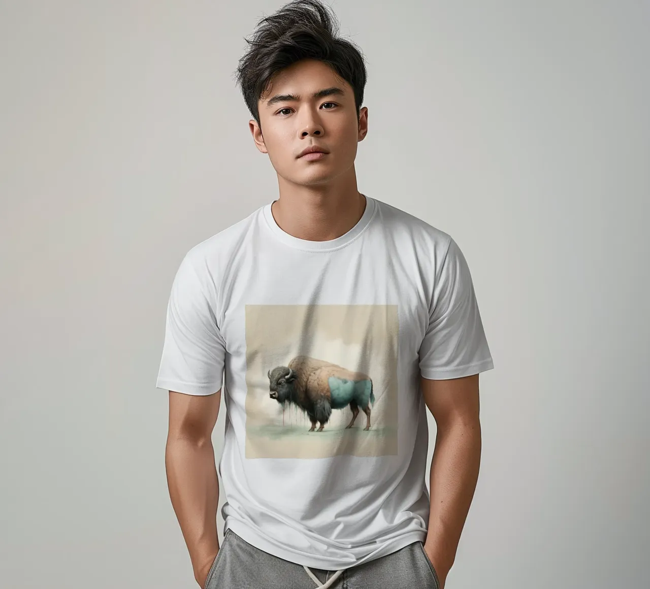 Bisonte minimo 2 t-shirt da Minimal Animal Art