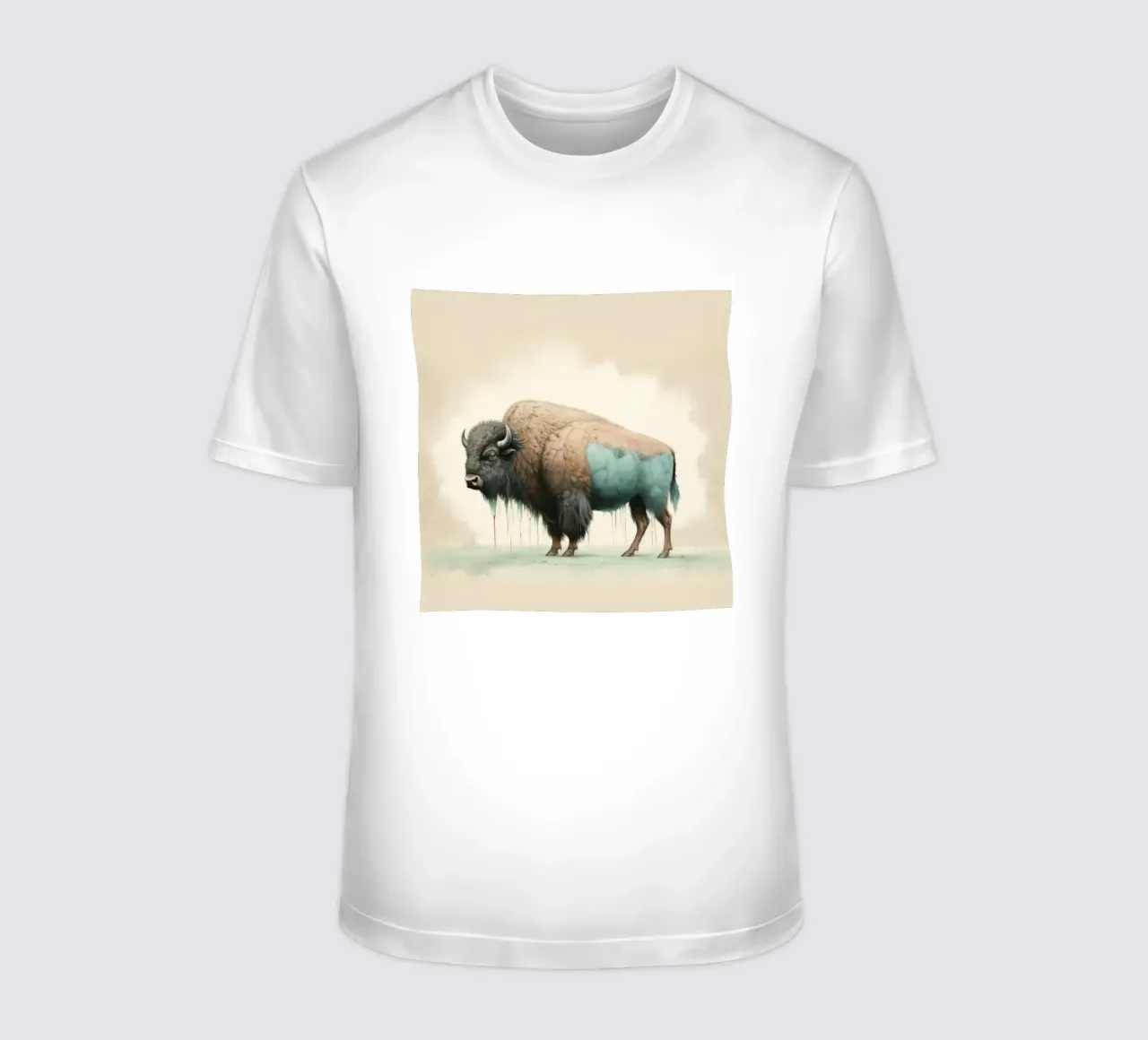 Minimale bizon 2 t-shirt van Minimal Animal Art