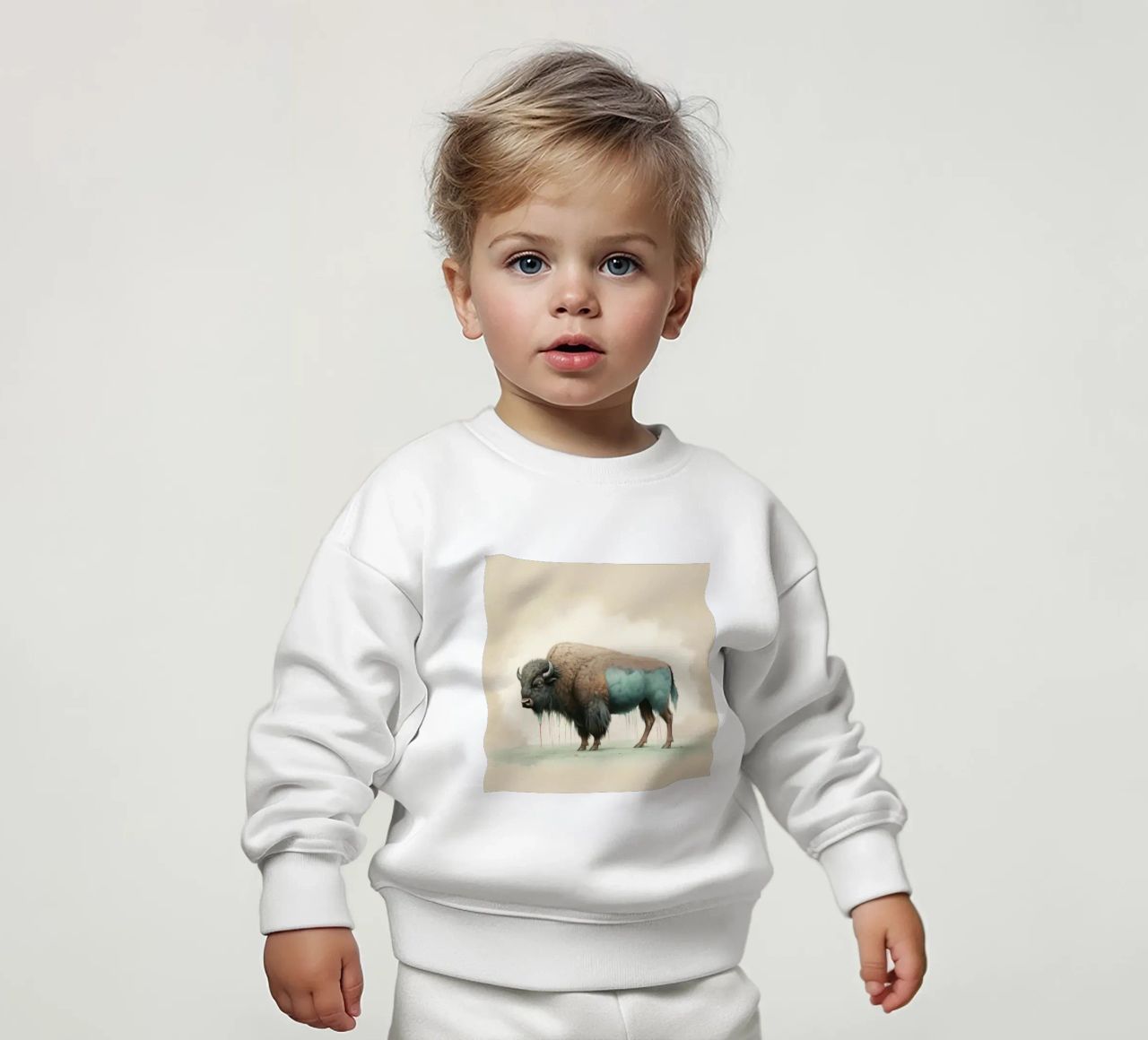 Bisonte minimo 2 felpa neonato da Minimal Animal Art