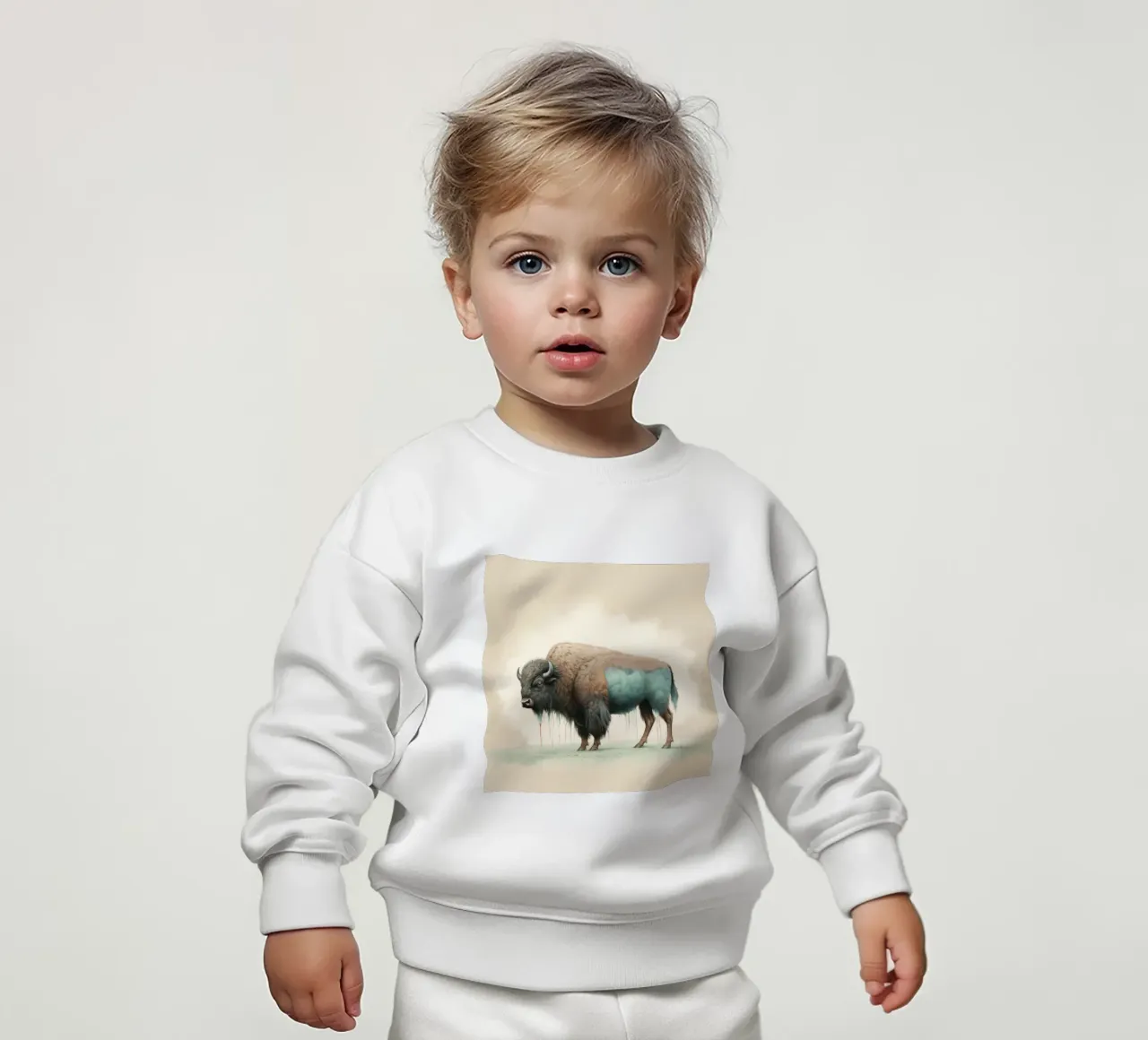 Bisonte minimo 2 felpa neonato da Minimal Animal Art