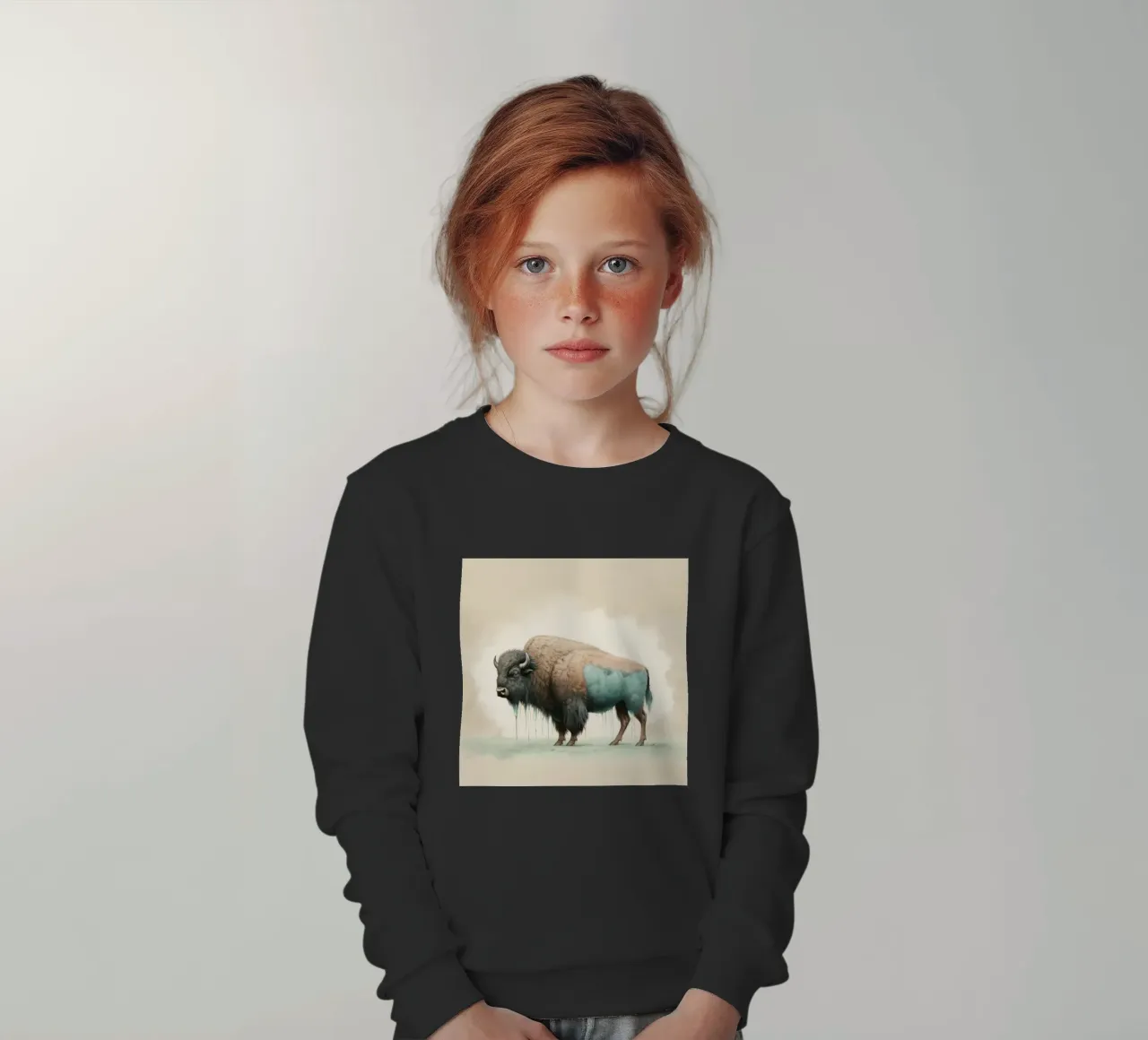 Bisonte minimo 2 felpa bambino da Minimal Animal Art