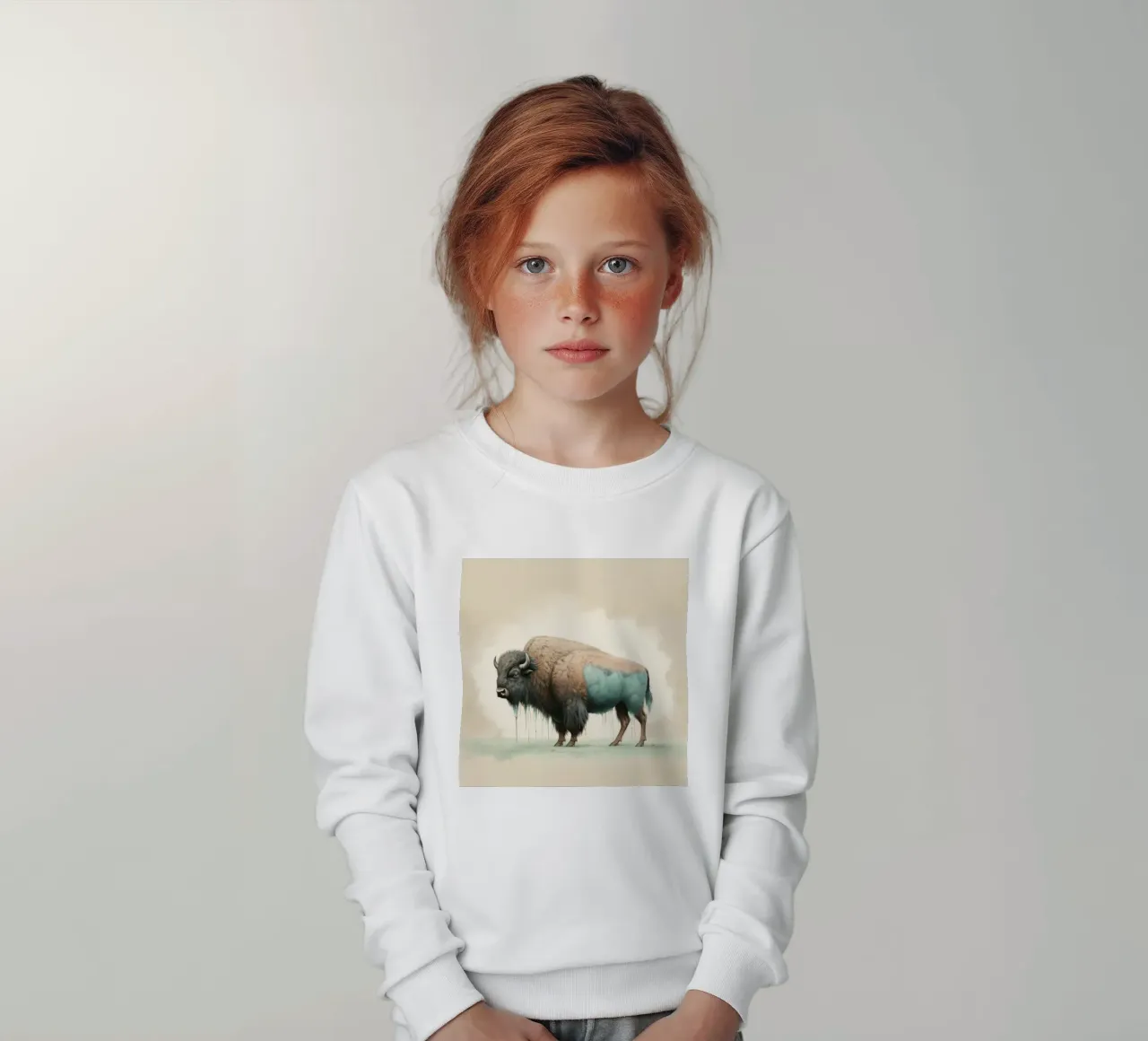 Bisonte mínimo 2 sudadera para niño de Minimal Animal Art