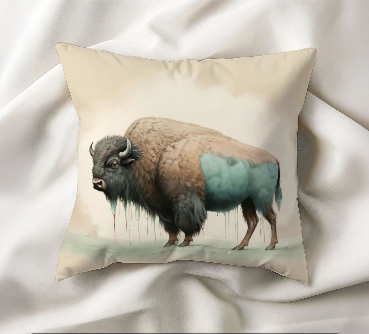 Bisonte minimo 2 cuscino da Minimal Animal Art