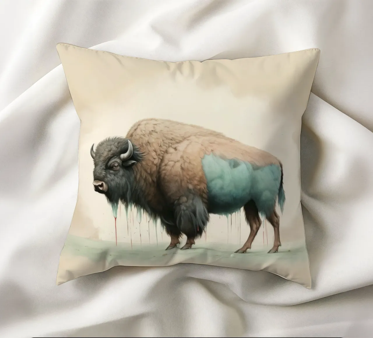 Bisonte minimo 2 cuscino da Minimal Animal Art