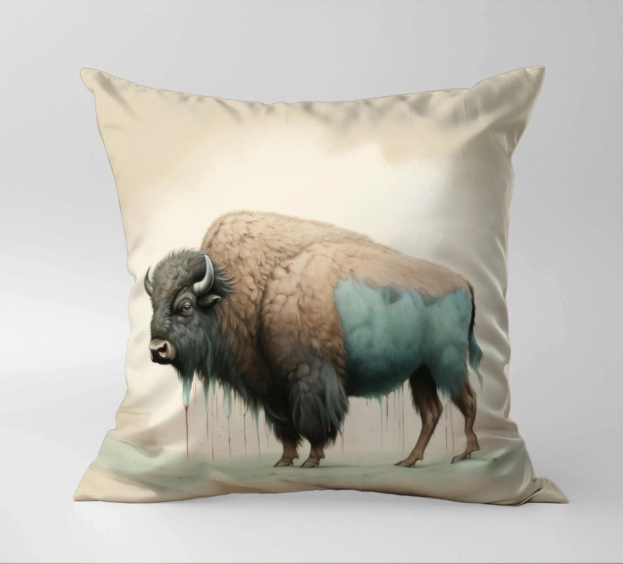 Bisonte minimo 2 cuscino da Minimal Animal Art