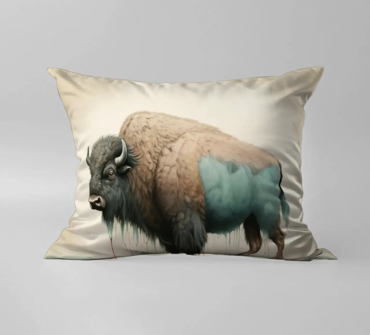 Minimale bizon 2 kussen van Minimal Animal Art