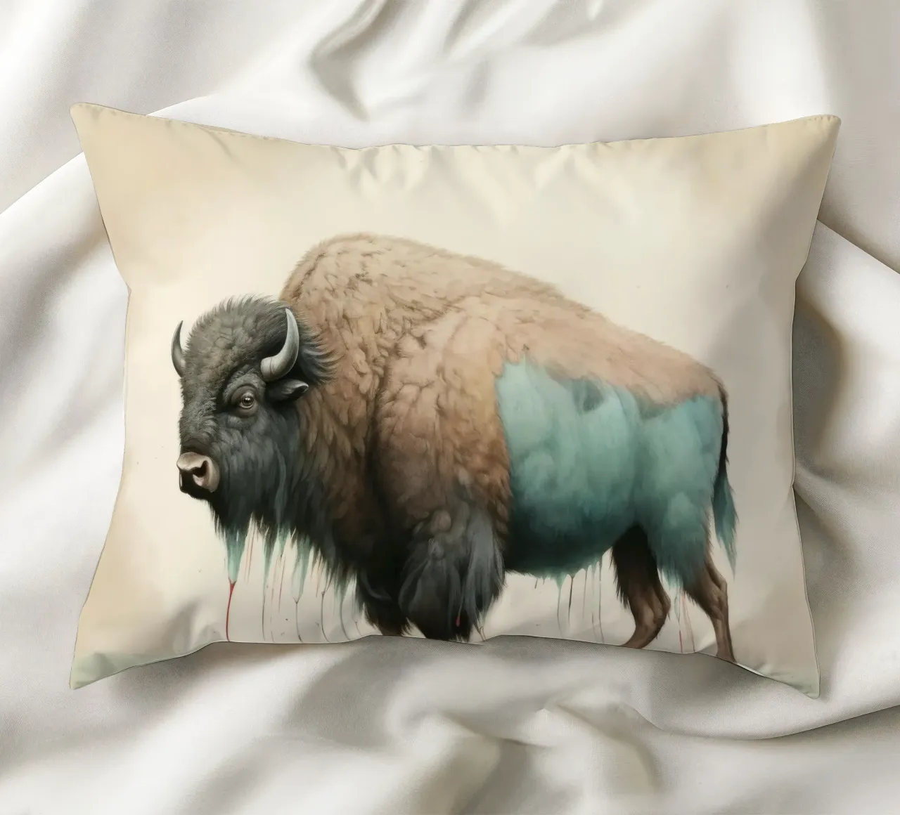 Bisonte minimo 2 cuscino da Minimal Animal Art