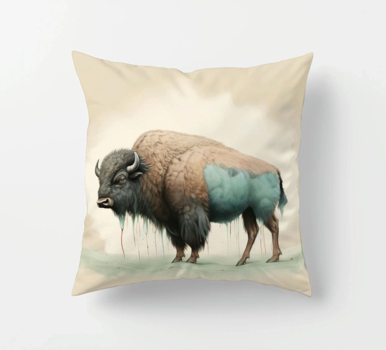 Bisonte minimo 2 cuscino da Minimal Animal Art