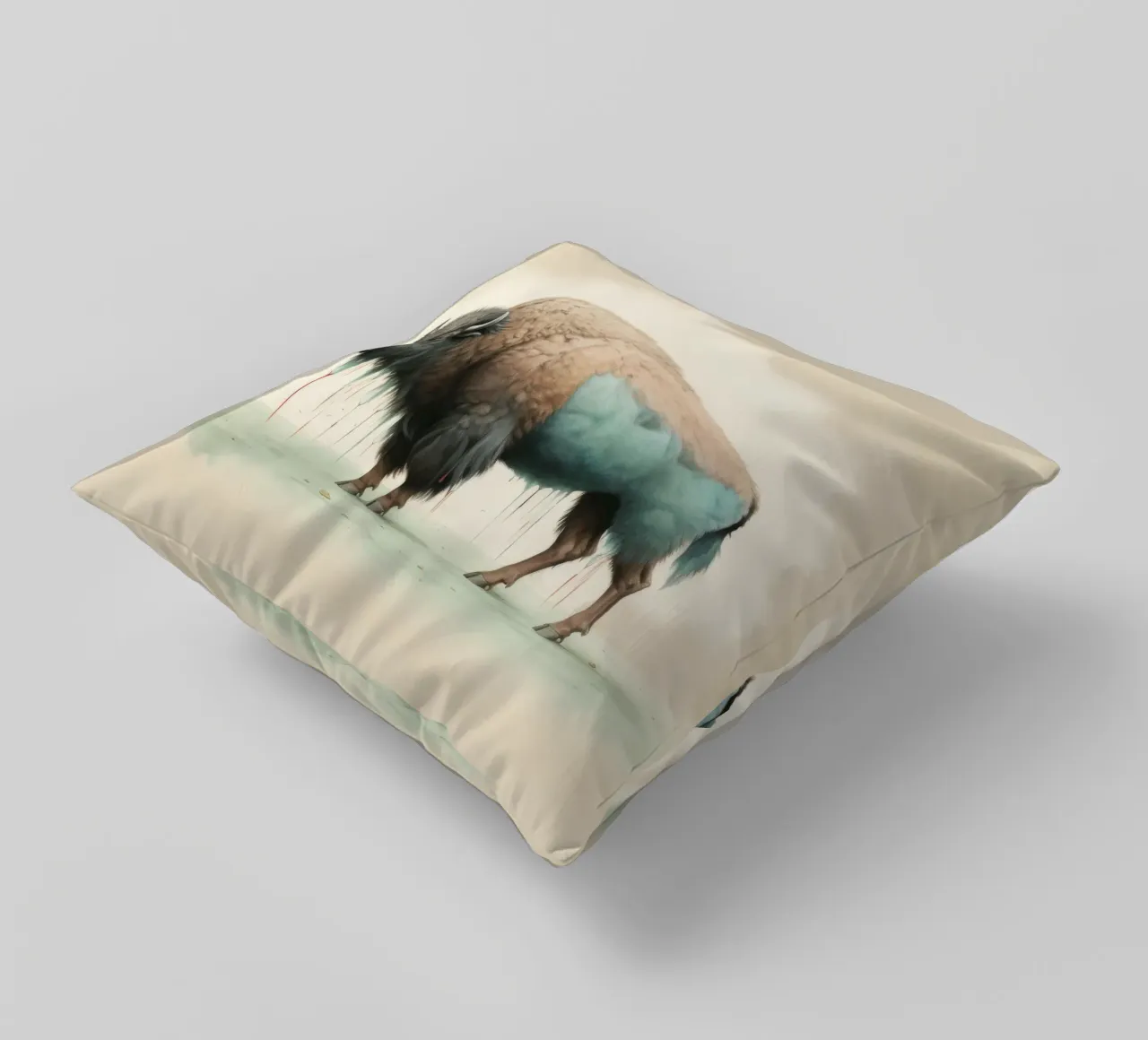 Bisonte minimo 2 cuscino da Minimal Animal Art