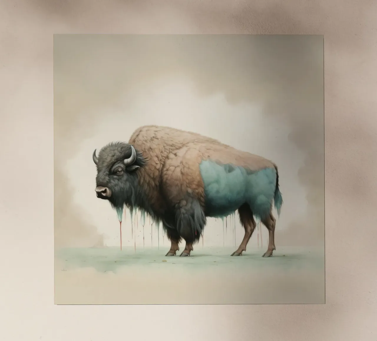 Bisonte minimo 2 pellicola backlit da Minimal Animal Art